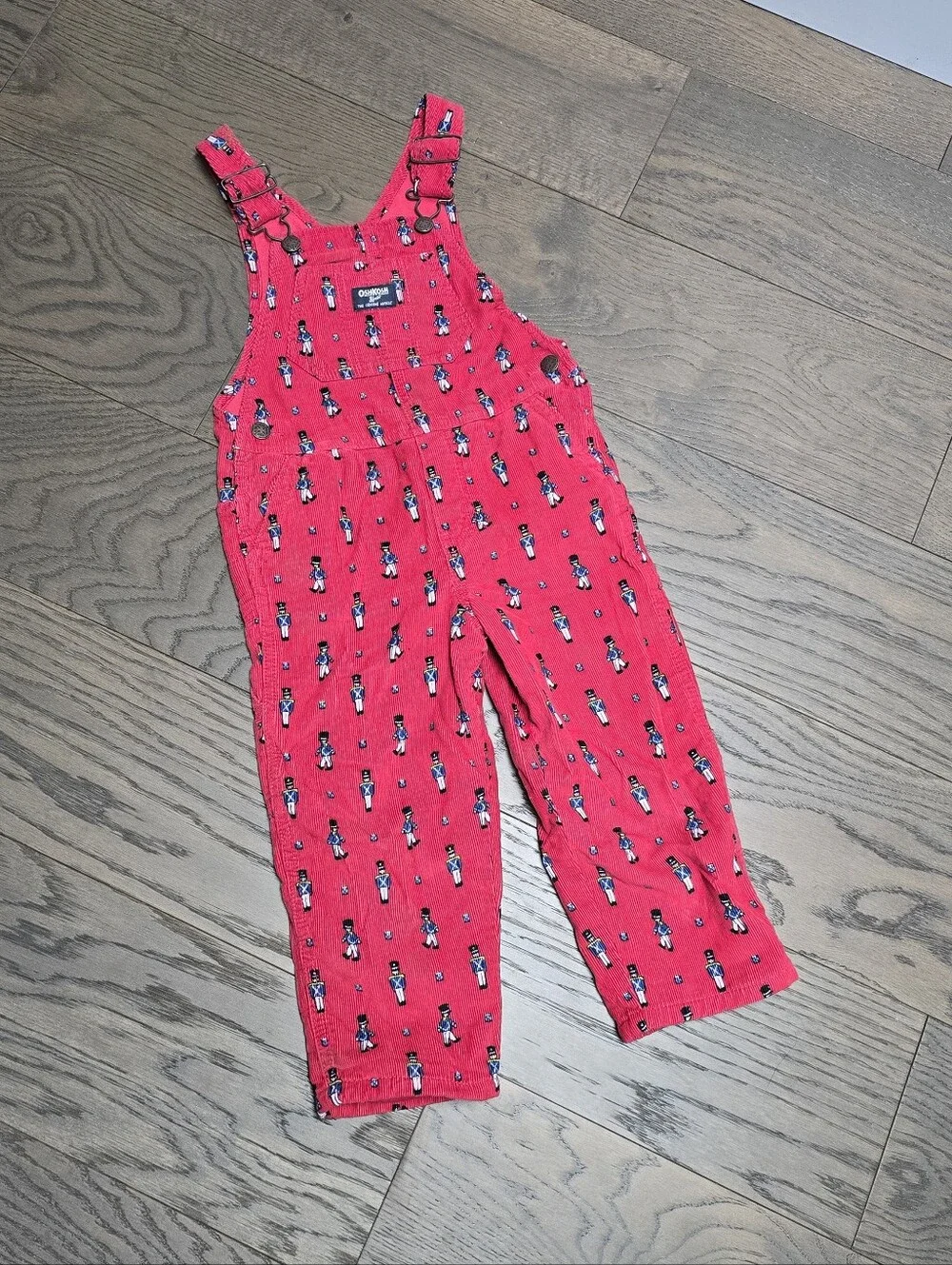 🆕️ OshKosh Nutcracker Corduroy Holiday Overalls in Red